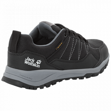 На картинке изображен Полуботинки женские Jack Wolfskin Maze Texapore Low W black / grey Полуботинки женские Jack Wolfskin Maze Texapore Low W black / grey