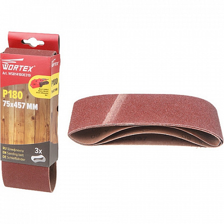 Шлифовальная лента Wortex 75х457м P180 3 штуки WSB14180E319