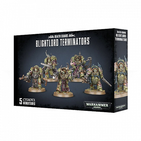 На картинке изображен Фигурки Games Workshop Warhammer: Death Guard Blightlord Terminators 43-51 Фигурки Games Workshop Warhammer: Death Guard Blightlord Terminators 43-51