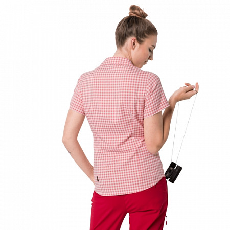 На картинке изображен Рубашка женская Jack Wolfskin Kepler Shirt Women blush pink checks Рубашка женская Jack Wolfskin Kepler Shirt Women blush pink checks