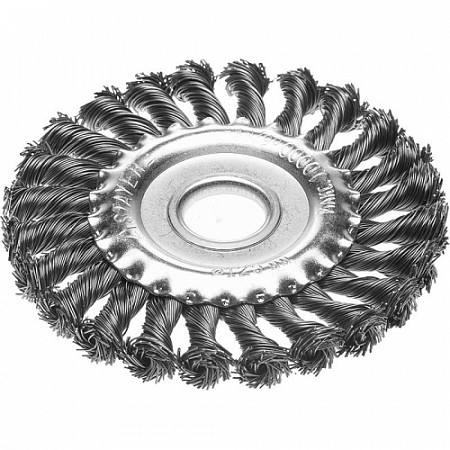 На картинке изображен Щетка дисковая (коса) Stayer d=125х22 мм 35120-125 Щетка дисковая (коса) Stayer d=125х22 мм 35120-125