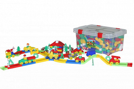 Конструктор Полесье Строитель 488 элементов в контейнере 52780