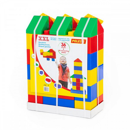На картинке изображен Конструктор строительный Полесье XXL 36 шт 68026 Конструктор строительный Полесье XXL 36 шт 68026