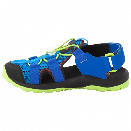 На картинке изображен Сандалии детские Jack Wolfskin Outdoor Action Sandal K blue / lime Сандалии детские Jack Wolfskin Outdoor Action Sandal K blue / lime