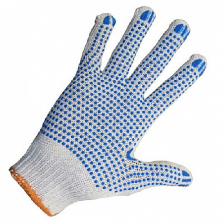 Перчатки трикотажные х/б 7,5 класс с ПВХ Точка (166 текс)