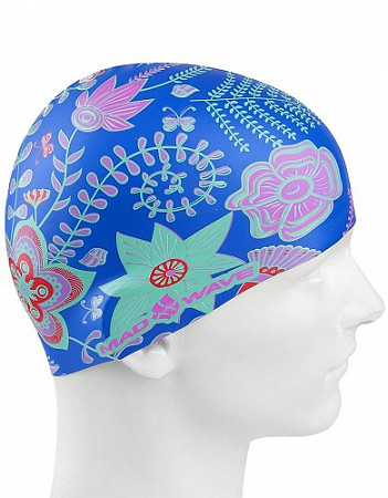 Шапочка для бассейна (плавания) детская Mad Wave Tropic blue