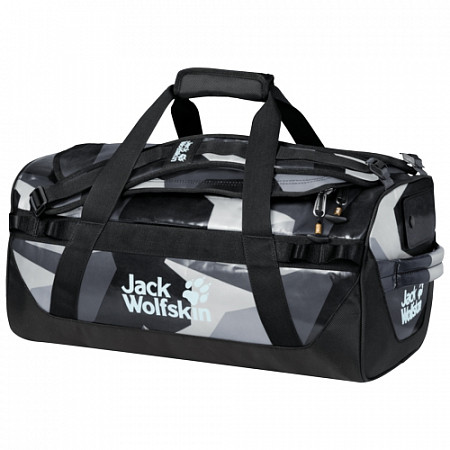 На картинке изображен Дорожная сумка Jack Wolfskin Expedition Trunk 30 grey geo block 2008641-8122 Дорожная сумка Jack Wolfskin Expedition Trunk 30 grey geo block 2008641-8122