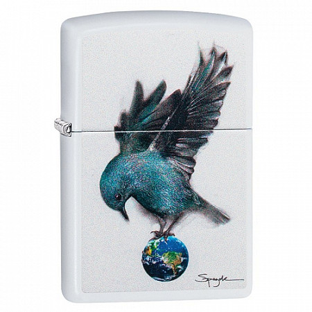 Зажигалка Zippo Spazuk Bluebird 49091 white matte