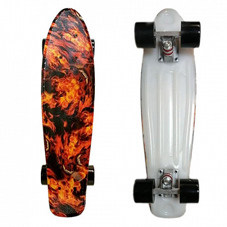 На картинке изображен Penny board (пенни борд) Display Fireskull/black Penny board (пенни борд) Display Fireskull/black