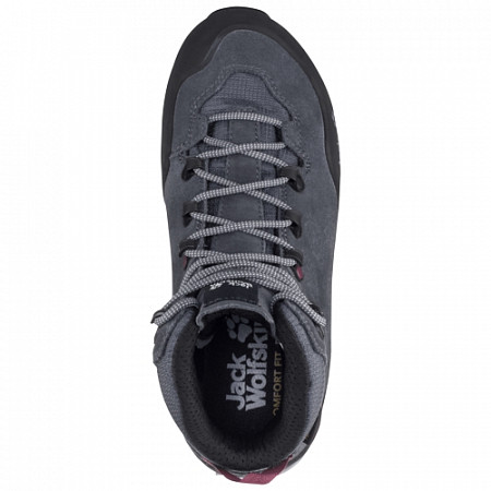 На картинке изображен Водонепроницаемые ботинки для треккинга женские Jack Wolfskin Wilderness Xt Texapore Mid W ebony / burgundy Водонепроницаемые ботинки для треккинга женские Jack Wolfskin Wilderness Xt Texapore Mid W ebony / burgundy