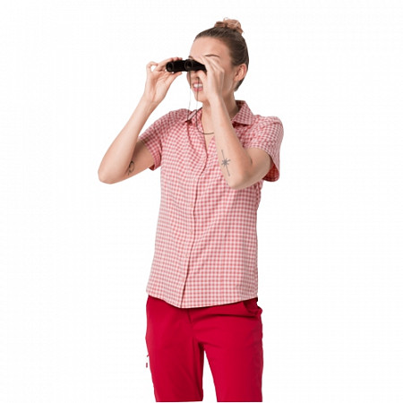 На картинке изображен Рубашка женская Jack Wolfskin Kepler Shirt Women blush pink checks Рубашка женская Jack Wolfskin Kepler Shirt Women blush pink checks