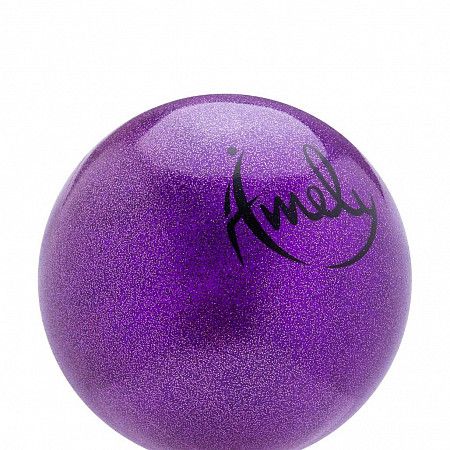 Мяч для художественной гимнастики с насыщенными блестками Amely AGB-203 19 см purple