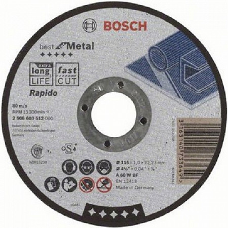 Круг отрезной Bosch 11,5x0,1x2,22 см 2608603512