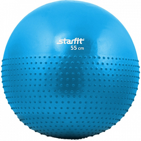 Мяч гимнастический, для фитнеса (фитбол) полумассажный Starfit GB-201 55 см blue, антивзрыв