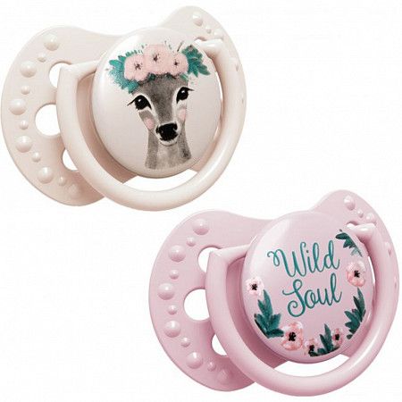 Пустышка силиконовая 3-6 мес. симметричной формы, динамическая LOVI Wild Soul (22/883girl) 2 шт.