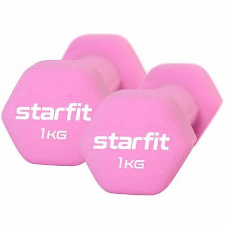 Гантель неопреновая Starfit Core DB-201 1 кг 2 шт pink pastel