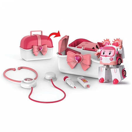 Игровой набор Robocar Poli Кейс с трансформером Эмбер 12,5 см с аптечкой 83074