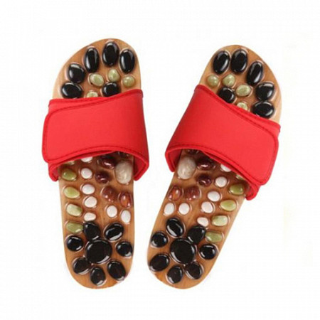 На картинке изображен Тапочки массажные c камнями red Bradex Гармония Тапочки массажные c камнями red Bradex Гармония