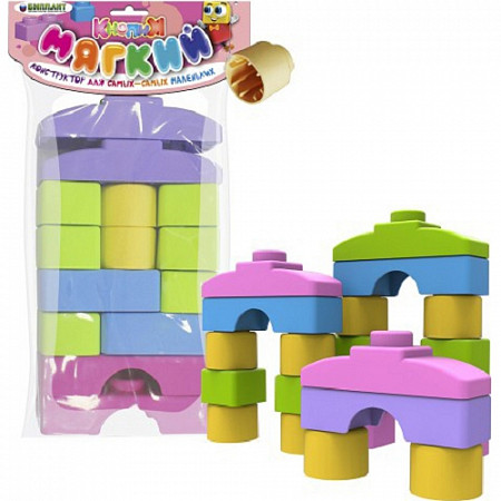 Конструктор Биплант Мягкий конструктор Кнопик 14 деталей Пастель BP-11126