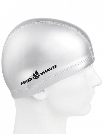Шапочка для бассейна (плавания) взрослая Mad Wave PUT Coated silver