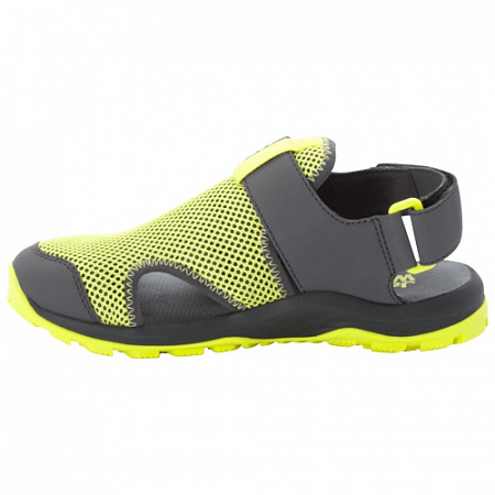 На картинке изображен Сандалии детские Jack Wolfskin Outdoor Water Action Sandal K ebony / lime Сандалии детские Jack Wolfskin Outdoor Water Action Sandal K ebony / lime