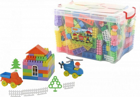 Конструктор Полесье Строитель 407 элементов в контейнере 53640