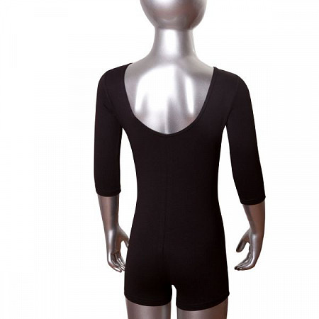 Купальник гимнастический Combosport с шортами рукав 3/4 GO-023 black