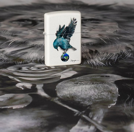 Зажигалка Zippo Spazuk Bluebird 49091 white matte
