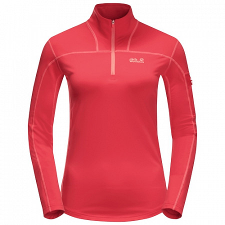 Рубашка с длинными рукавами женская Jack Wolfskin Performance Halfzip W tulip red