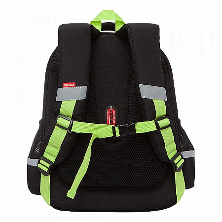 Рюкзак школьный GRIZZLY RAz-187-1 /2 black/light green