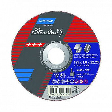Круг отрезной для металла Norton 12,5x0,1x2,22 см Star-Line 66252837576