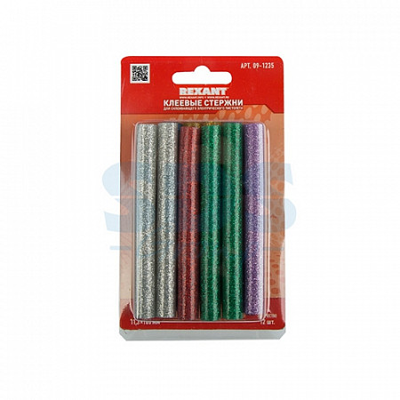 Клеевые стержни Rexant 100х11,3 мм colored sparkles 12 шт 09-1235