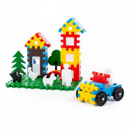 На картинке изображен Конструктор Полесье Семья 120 элементов в мешке 4833 Конструктор Полесье Семья 120 элементов в мешке 4833