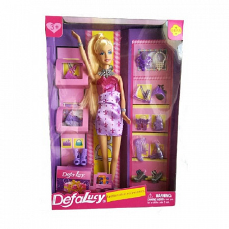 Кукла Defa с обувью и аксессуарами 8233 purple/pink