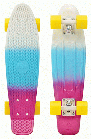 На картинке изображен Лонгборд Penny Nickel Fades white/blue/purple Лонгборд Penny Nickel Fades white/blue/purple