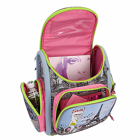 Рюкзак школьный GRIZZLY RAr-080-10 /1 light blue/pink/grey