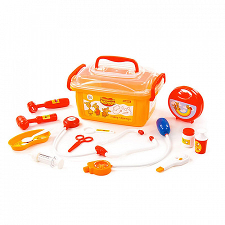 Игровой набор Полесье Оранжевая корова Доктор в контейнере 83357