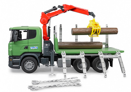 Игрушка Bruder Лесовоз Scania с портативным краном и брёвнами 03524