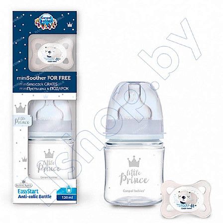 Набор Canpol babies Бутылочка пластиковая с широким горлышком 120 мл. + пустышка силиконовая симметричная Sleepy Koala (0310mix) blue