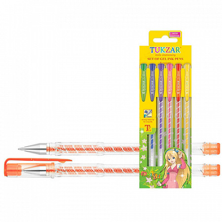 На картинке изображен Набор ручек гелевых Tukzar суперметаллик TZ 5208- 6 Набор ручек гелевых Tukzar суперметаллик TZ 5208- 6