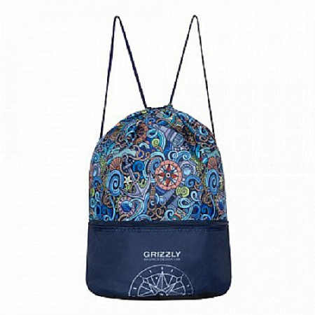 На картинке изображен Мешок для обуви GRIZZLY OM-93-2 /1 dark blue Мешок для обуви GRIZZLY OM-93-2 /1 dark blue