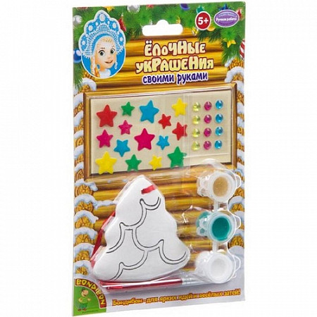 На картинке изображен Набор Для Творчества Bondibon Новогодние Украшения Ёлочка ВВ3735 Набор Для Творчества Bondibon Новогодние Украшения Ёлочка ВВ3735