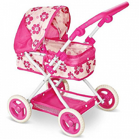 На картинке изображен Коляска-люлька Shenzhen Toys для кукол Д79530 pink (с цветочками) Коляска-люлька Shenzhen Toys для кукол Д79530 pink (с цветочками)