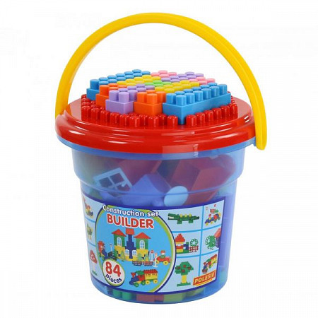 Конструктор Полесье Строитель 84 элемента в ведре Макси 37213