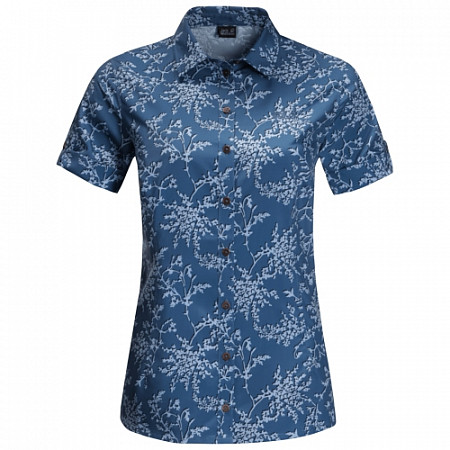 На картинке изображен Рубашка женская Jack Wolfskin Matata Print Shirt W ocean wave all over Рубашка женская Jack Wolfskin Matata Print Shirt W ocean wave all over