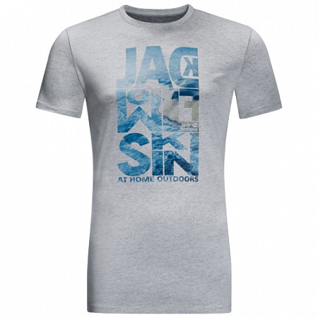 На картинке изображен Футболка мужская Jack Wolfskin Atlantic Ocean T M slate grey Футболка мужская Jack Wolfskin Atlantic Ocean T M slate grey