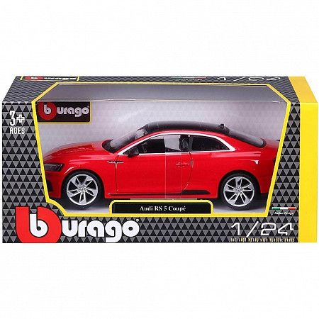 На картинке изображен Машинка Bburago 1:24 Audi RS 5 Coupe (2019) (18-21090) red Машинка Bburago 1:24 Audi RS 5 Coupe (2019) (18-21090) red