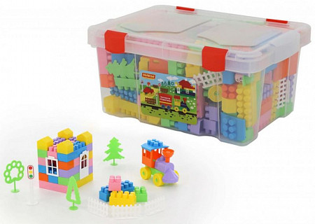 Конструктор Полесье Строитель 193 элемента в контейнере 50571