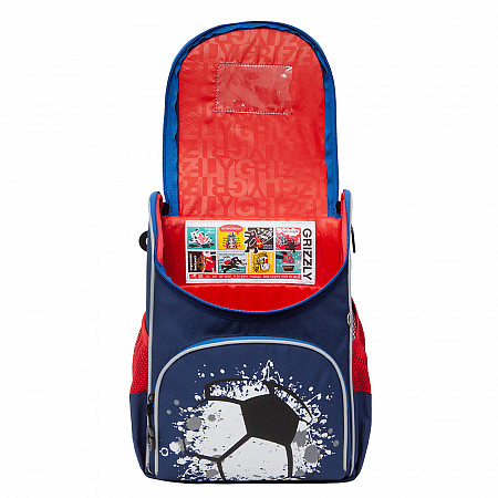 Рюкзак школьный с мешком GRIZZLY RAm-185-1 / blue/red