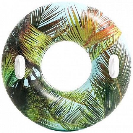 Надувной круг с ручками Intex Transparent Tubes 58263NP 97 см palm leaf